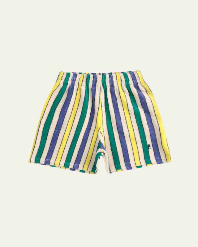 Girl's Multicolor Striped Terry Cloth Bermuda Shorts, Size 2-13